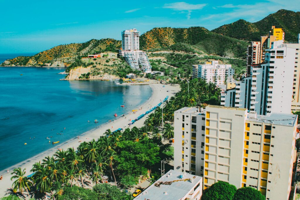 pexels-photo-1559699-1559699-1 A breathtaking aerial view of Santa Marta's beachfront, showcasing a blend of nature and modern architecture.